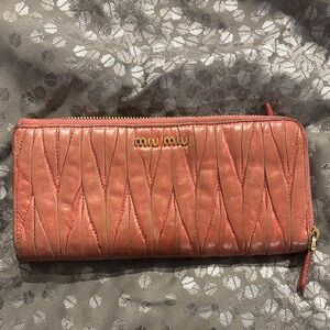 Miu Miu Coral Quilted Wallet